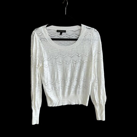 Banana Republic White Open Zigzag Weave Lightweight Sweater Size Small - Picture 1 of 5